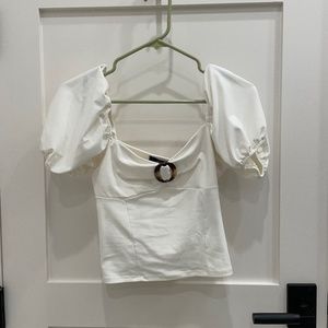 White Puffy Short Sleeve Top